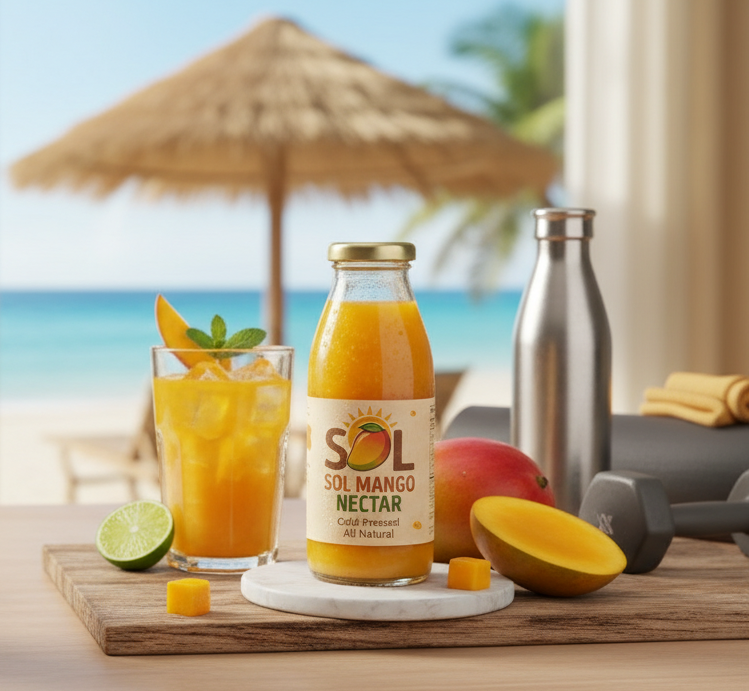Mango juice being poured